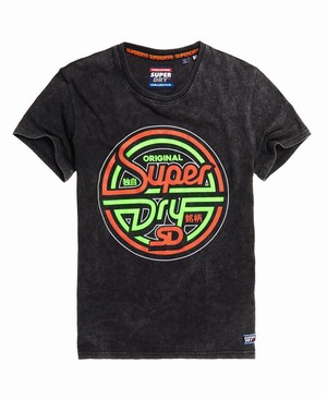 Superdry Acid Graphics Férfi Pólók Fekete | EWFUN2678